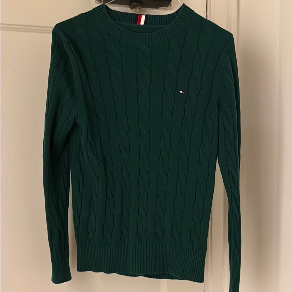 Tommy Hilfiger Women's  Green Cable Knit Sweater